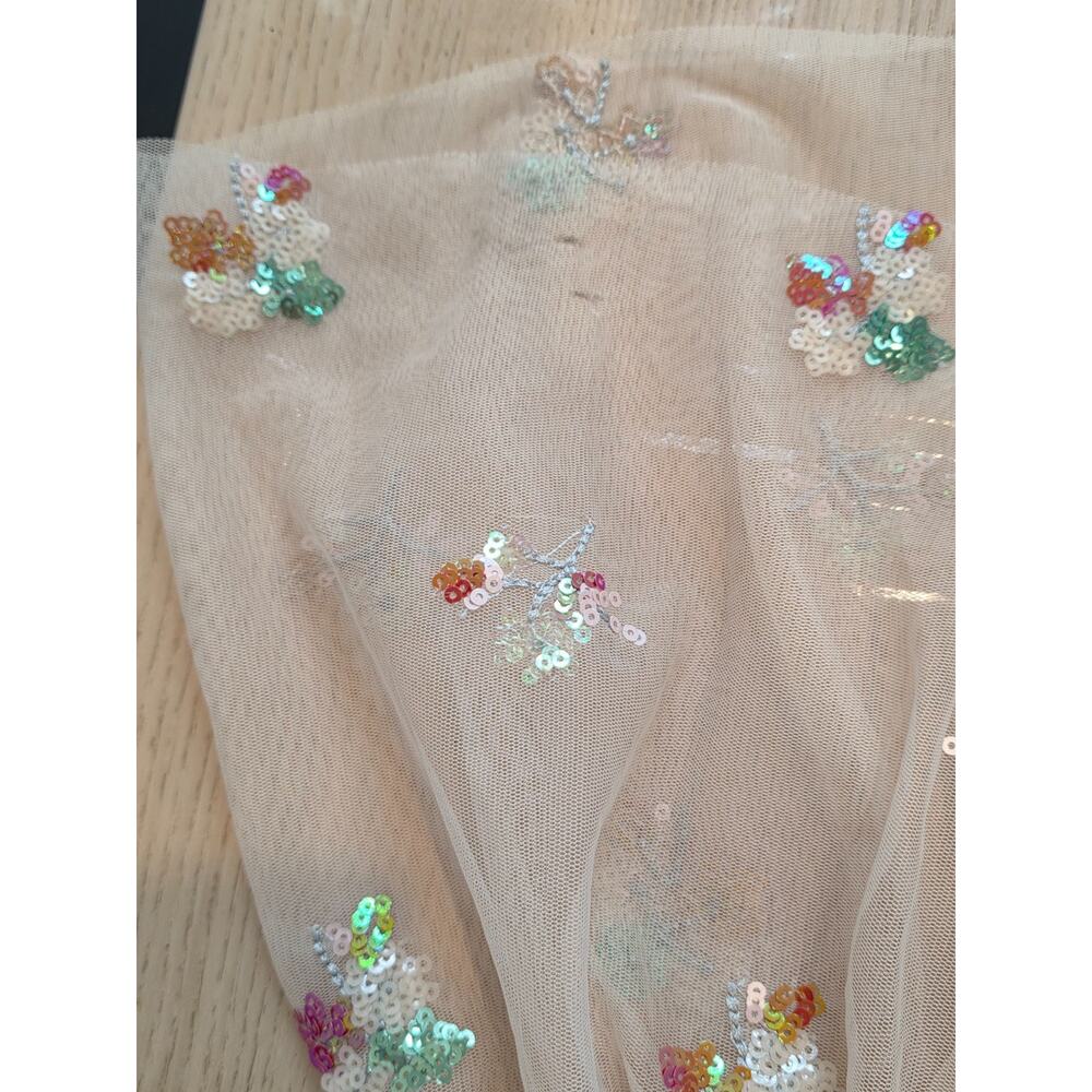 Sheer Skirt Small Cream Lace Embroidery Floral Whimsical Fairy Festival Keilah - Picture 10 of 10